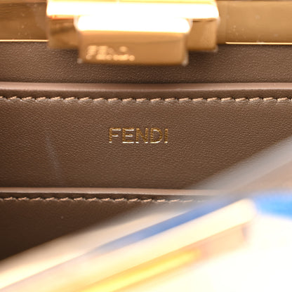 Fendi Glazed Fabric Vitello FF 1974 Hairdo Girls Inlay Medium Peekaboo Iconic Satchel Mogano Panna Multicolor 7 of 10
