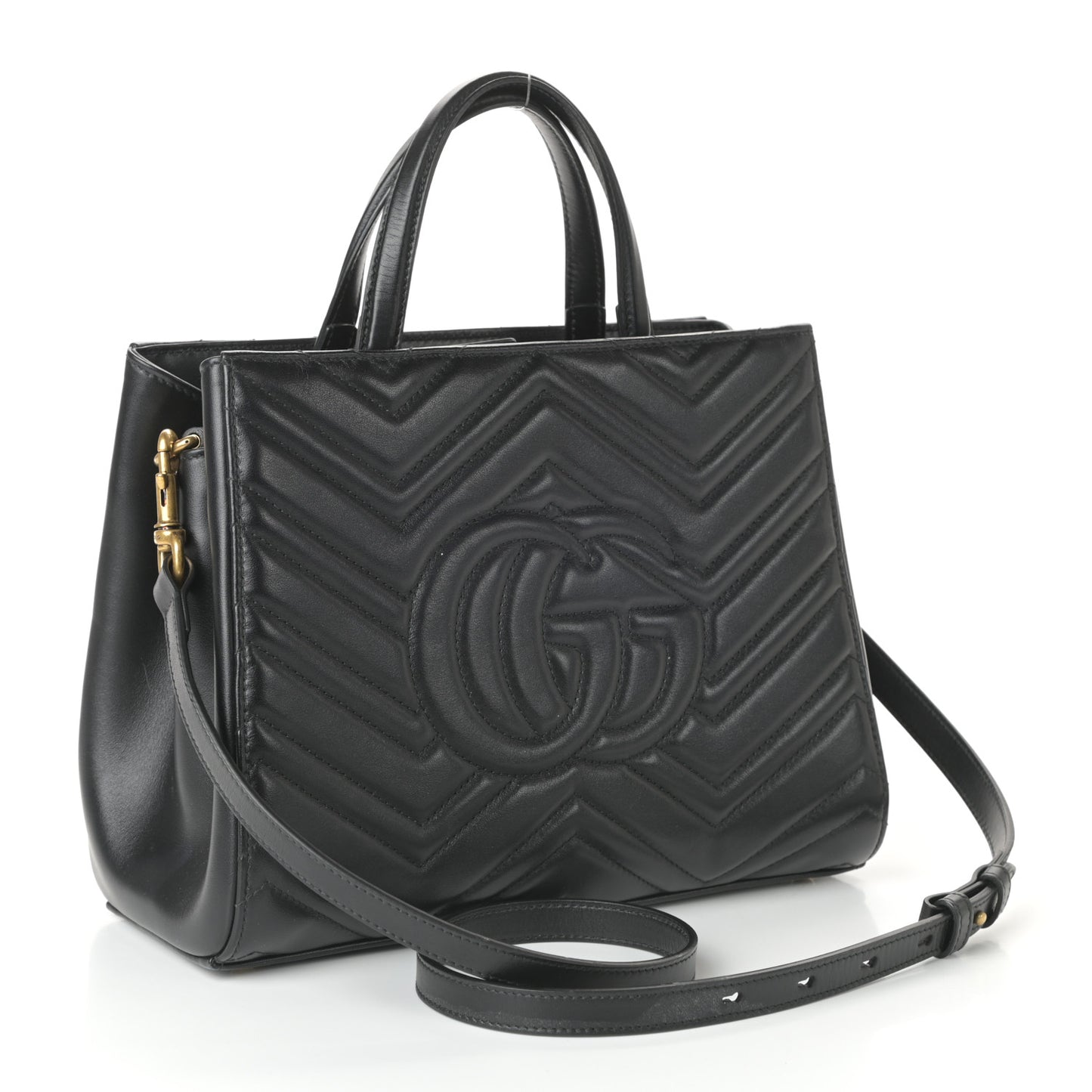 Calfskin Matelasse Small GG Marmont Tote Black