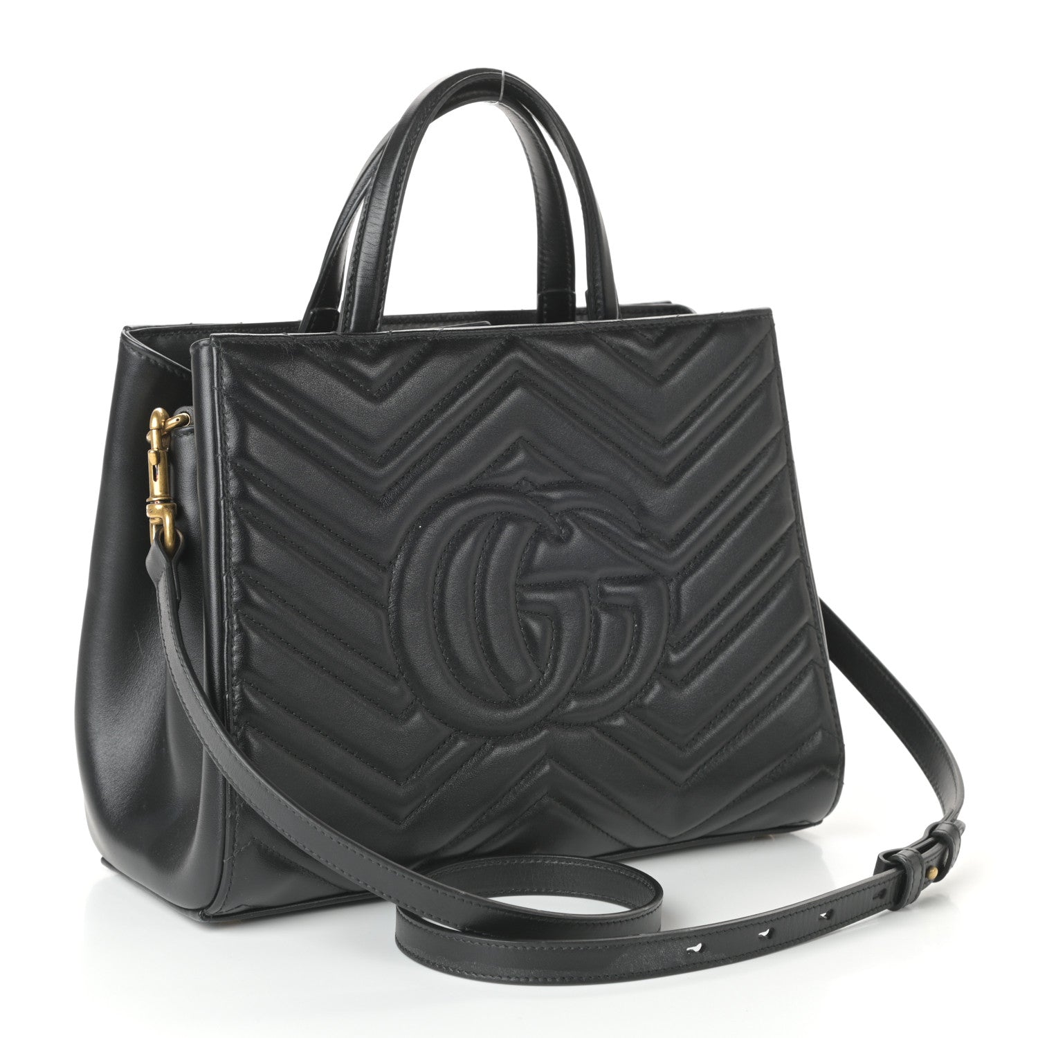 Gucci Calfskin Matelasse Small GG Marmont Tote Black 3 of 9
