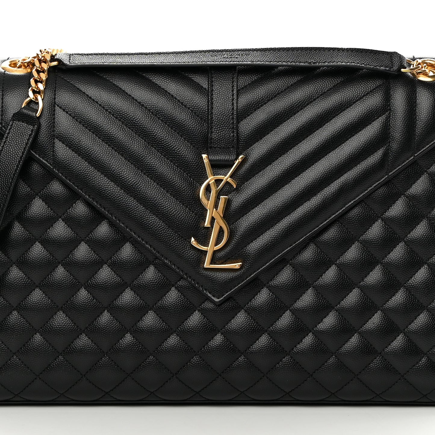 Grain De Poudre Textured Mixed Matelasse Large Triquilt Monogram Satchel Black