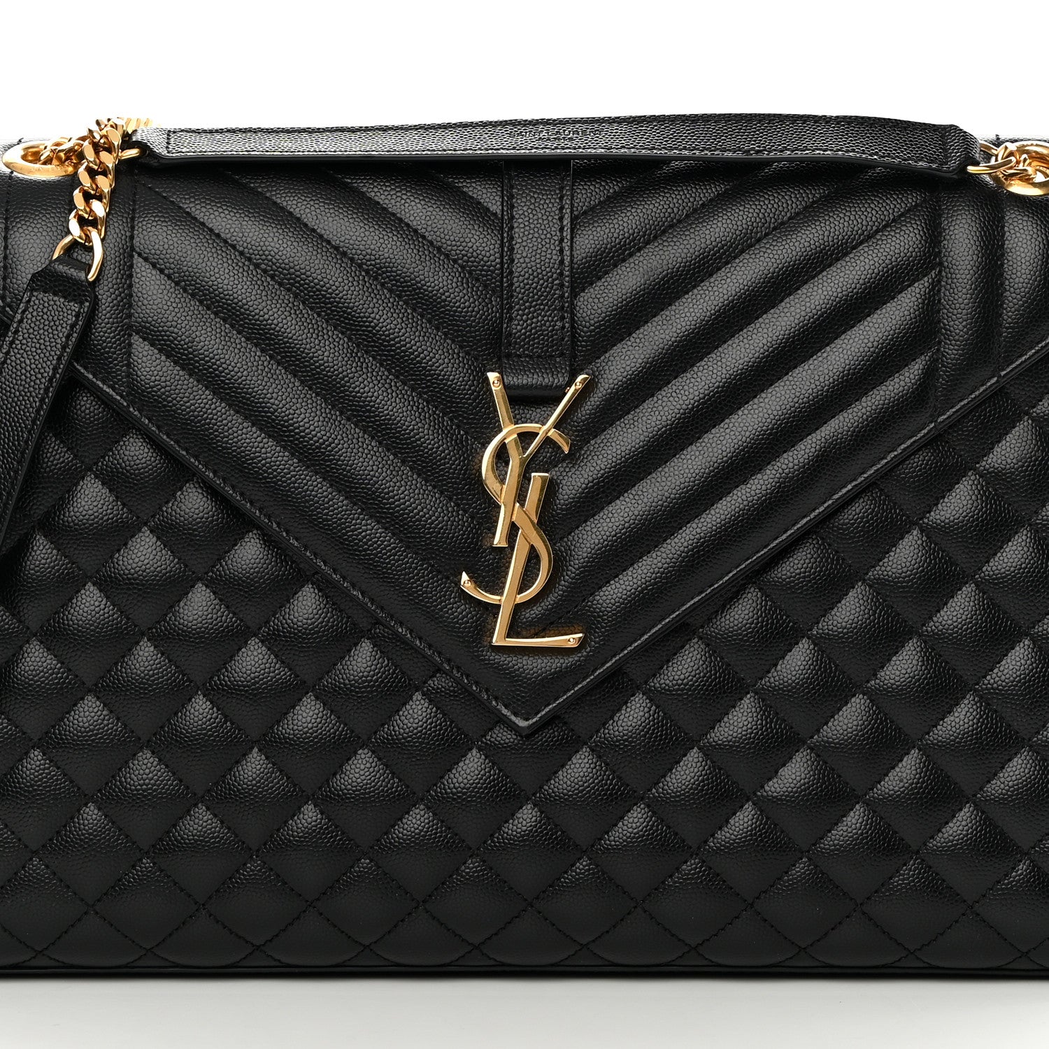 Saint Laurent Grain De Poudre Textured Mixed Matelasse Large Triquilt Monogram Satchel Black 8 of 12