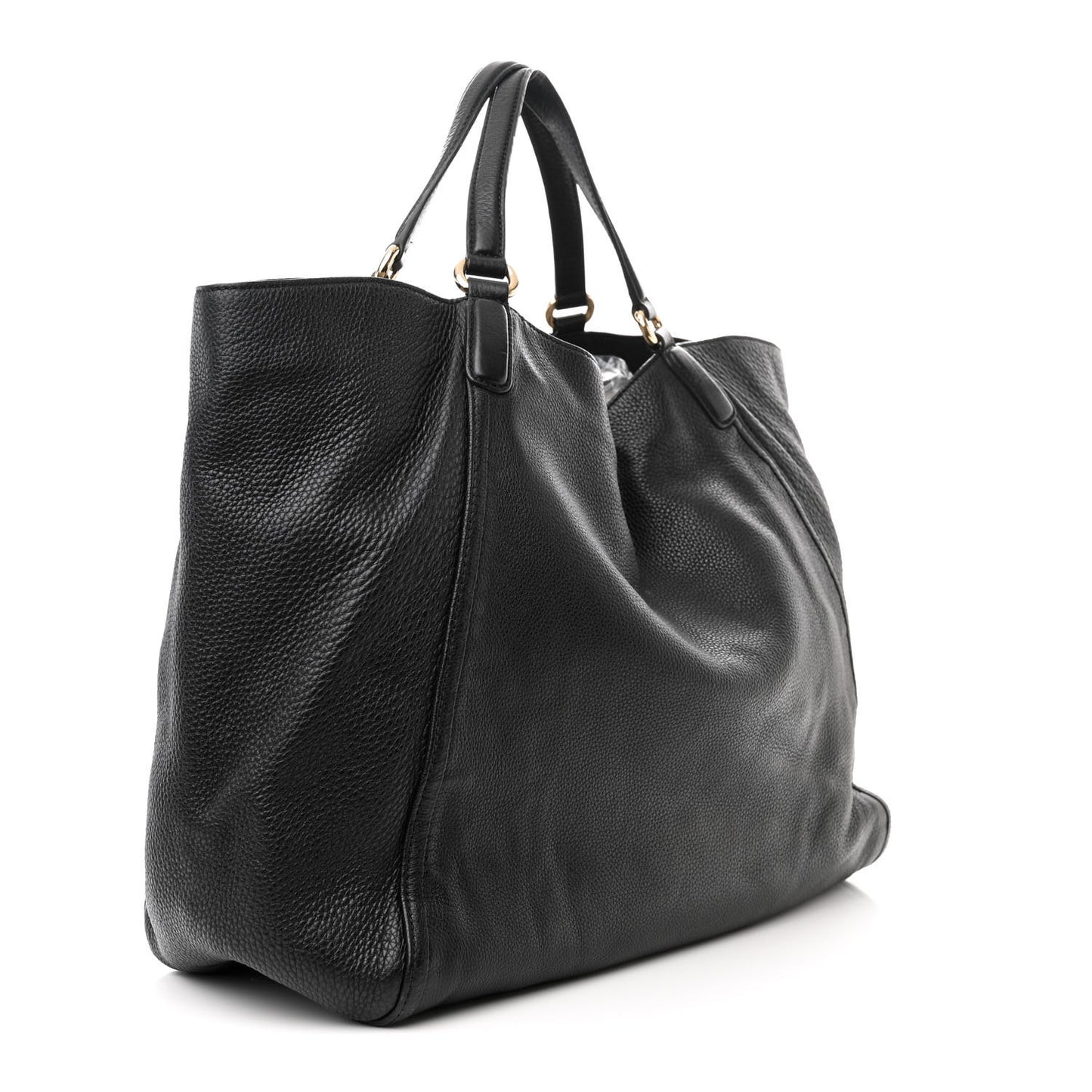 Pebbled Calfskin Large Soho Shoulder Bag Black