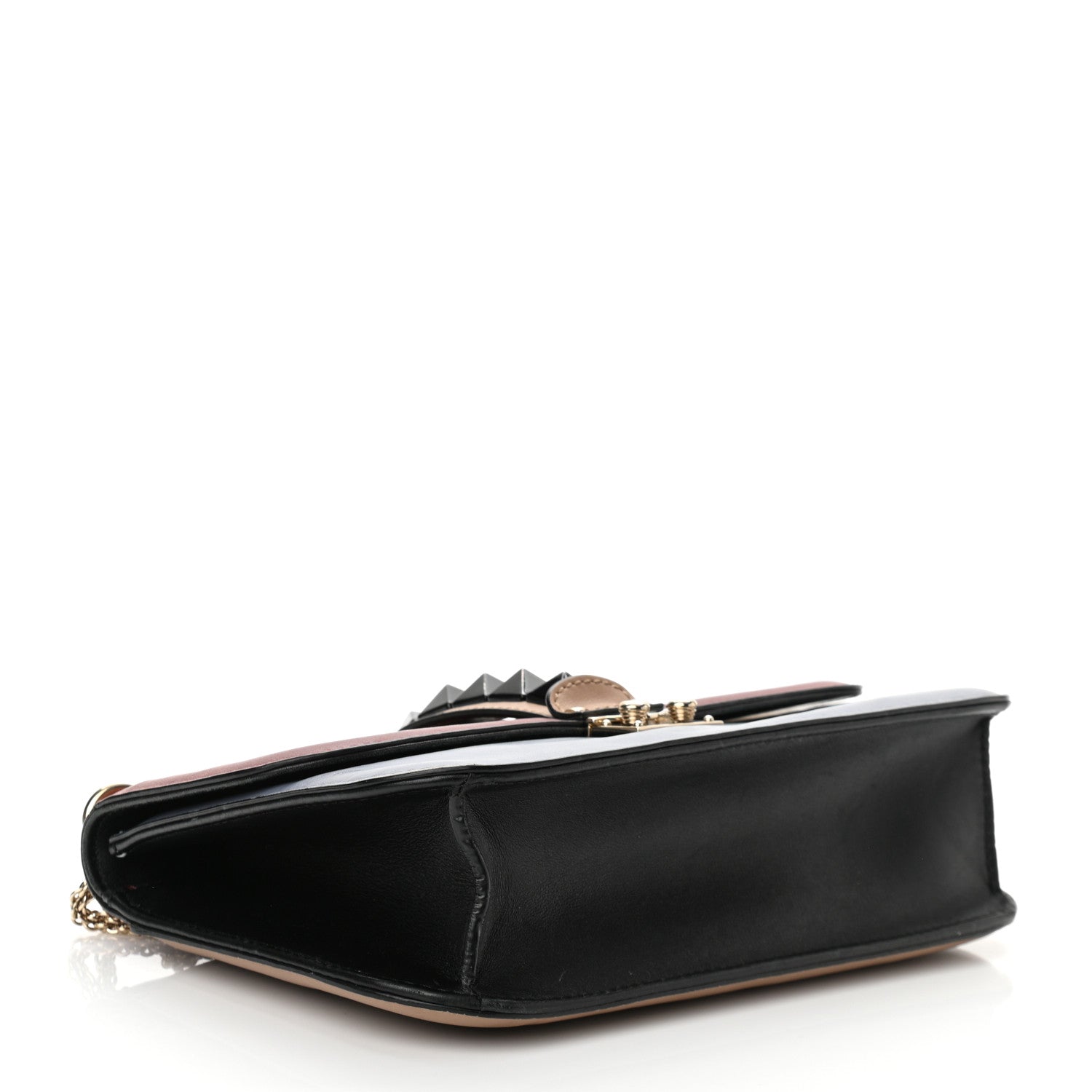 Valentino Garavani Vitello Tri-Color Medium Glam Lock Rockstud Flap Red Beige Gray 4 of 12
