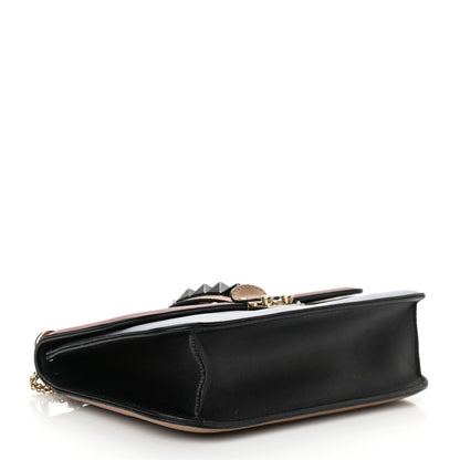 Valentino Garavani Vitello Tri-Color Medium Glam Lock Rockstud Flap Red Beige Gray 4 of 12