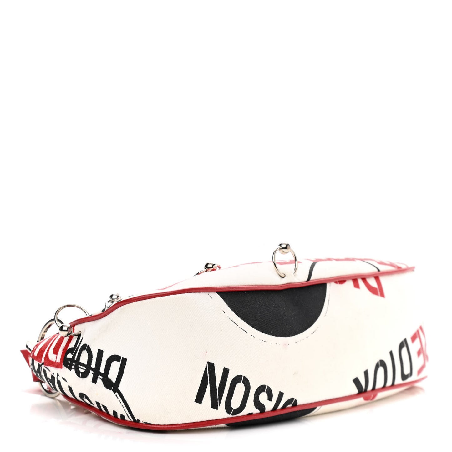 Canvas Hardcore Pierced Shoulder Bag Black Red White