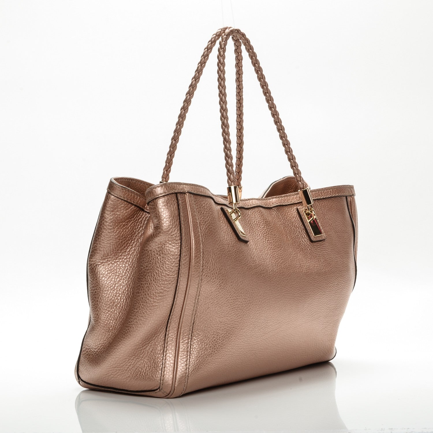 Gucci Metallic Pebbled Calfskin Medium Bella Tote Pink 3 of 7