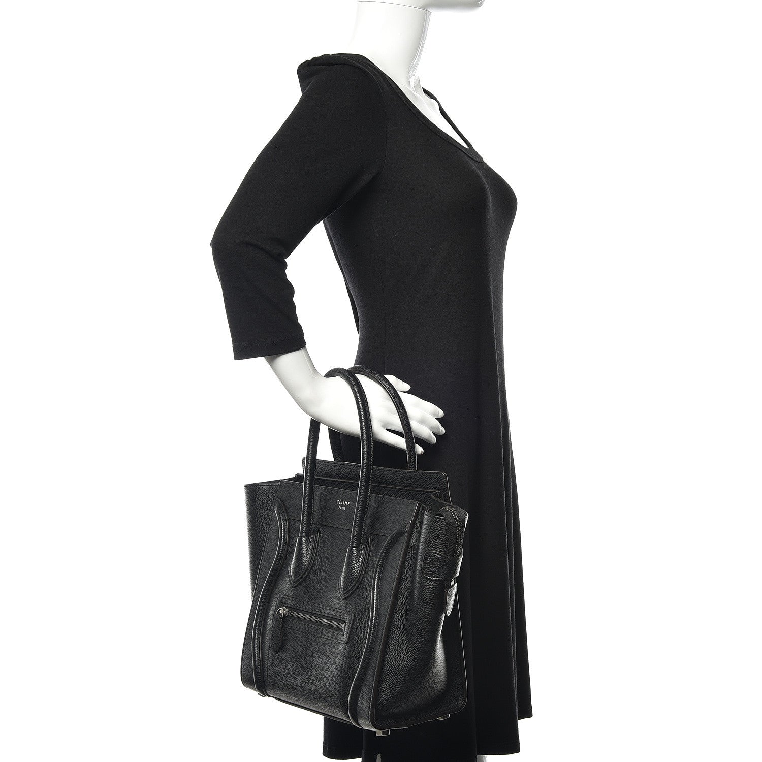 Celine Drummed Calfskin Micro Luggage Black 2 of 12