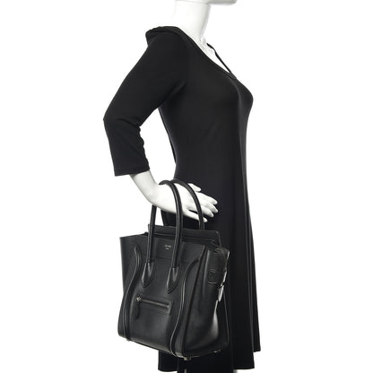 Celine Drummed Calfskin Micro Luggage Black 2 of 12