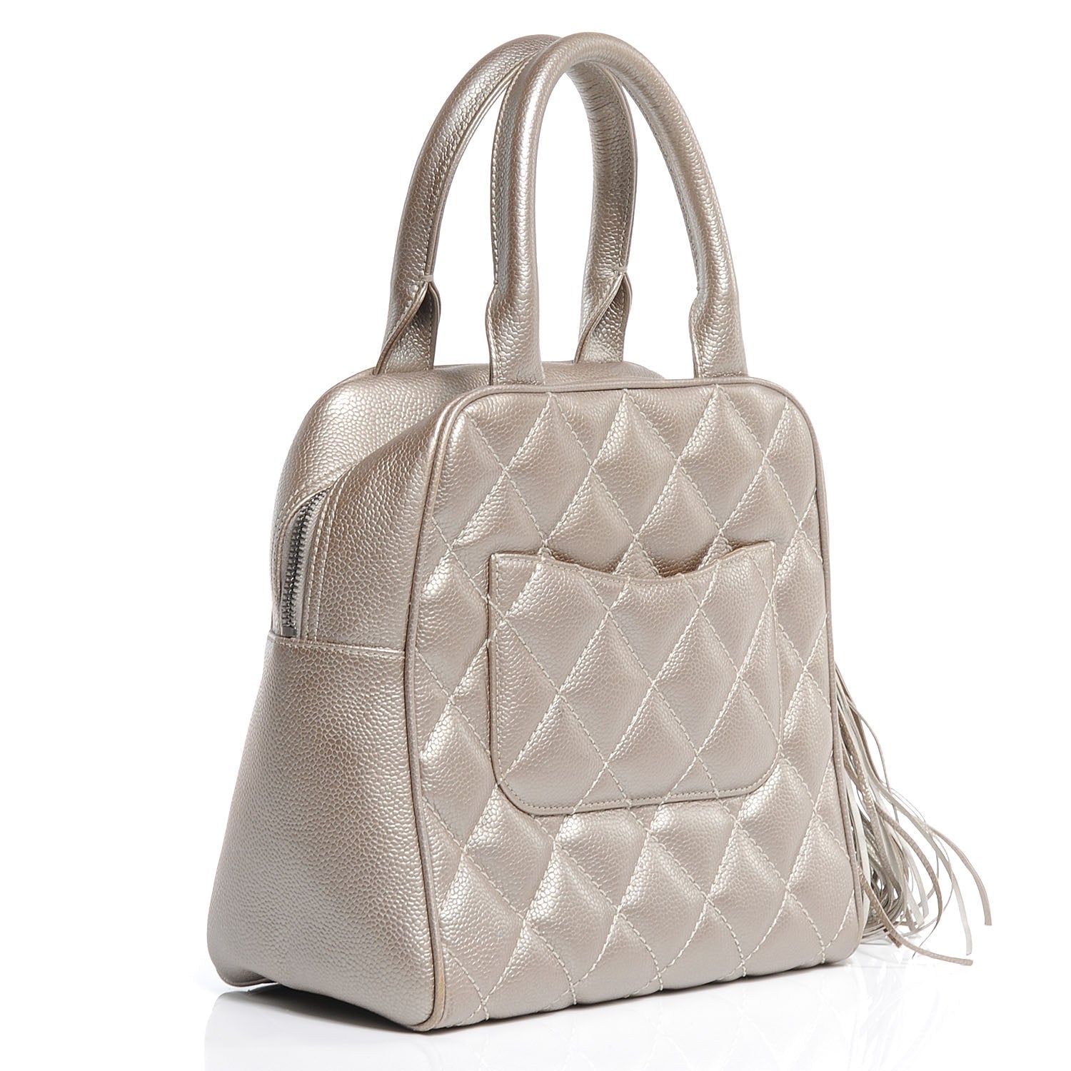 Chanel Caviar Quilted Small Tote w Tassel Silver 3 of 7
