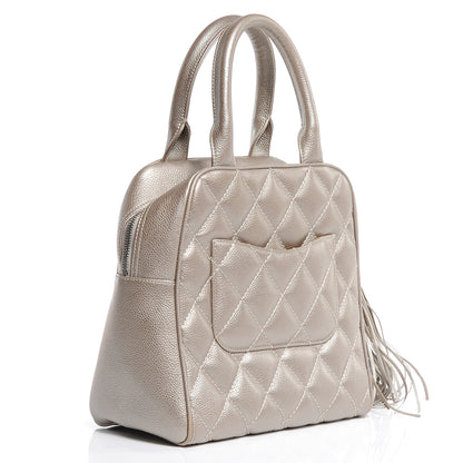 Chanel Caviar Quilted Small Tote w Tassel Silver 3 of 7