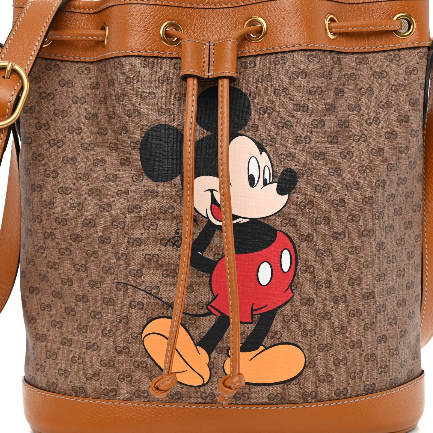 X DISNEY Mini Vintage GG Supreme Monogram Bucket Bag Beige Vintage Sun Oil