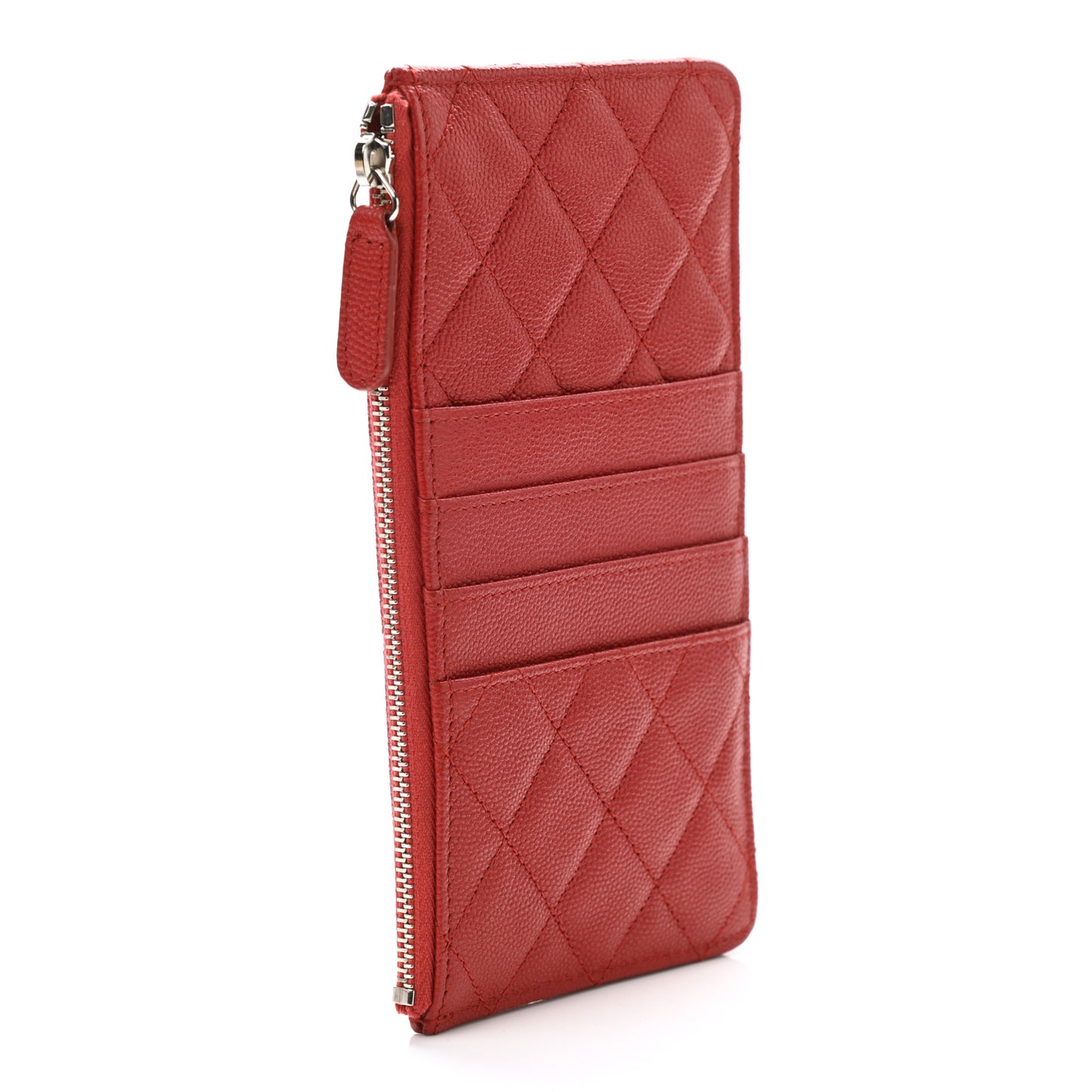 Caviar Quilted Classic Flat Wallet Pouch Red
