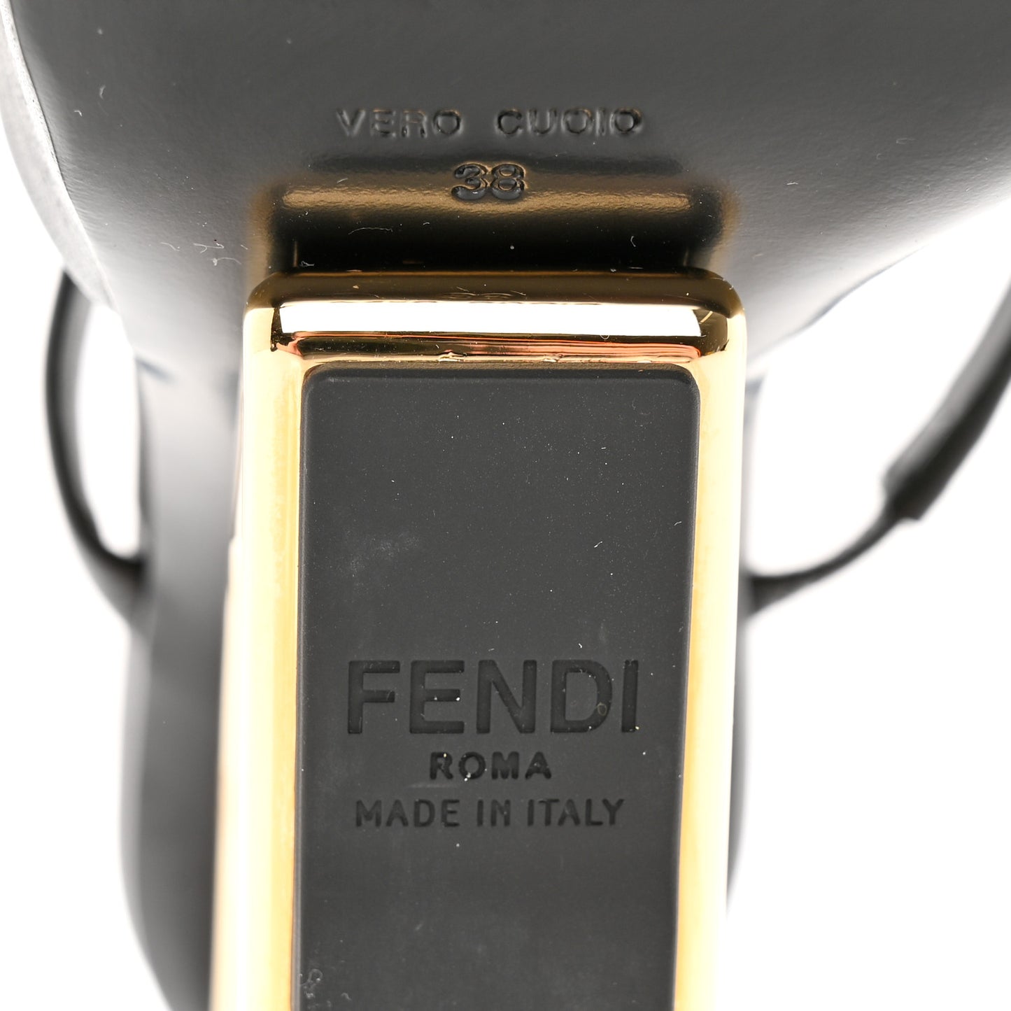 Calfskin Fendi First 95mm Slide Sandals 38 Black