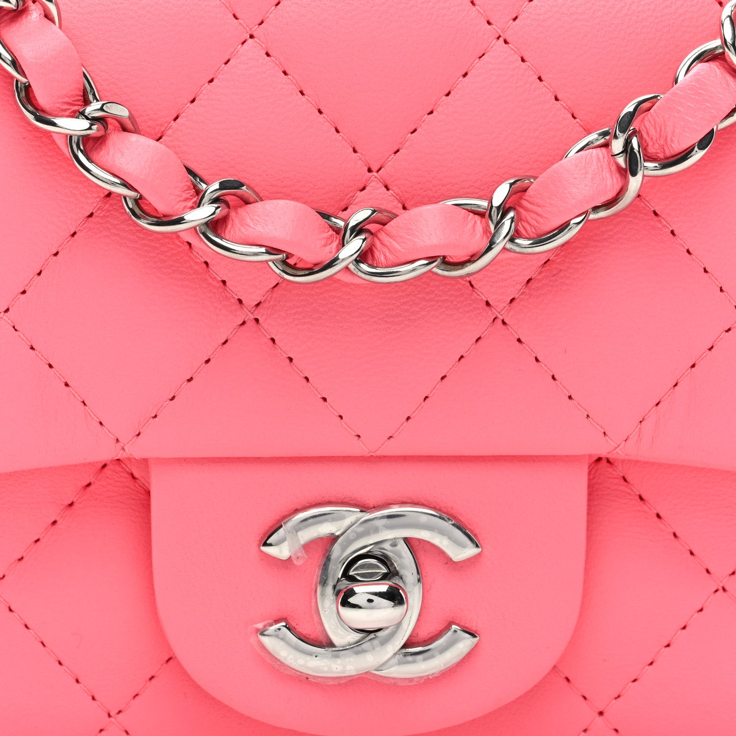 Chanel Lambskin Quilted Mini Square Flap Coral Pink 8 of 10