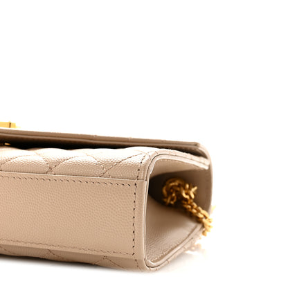 Saint Laurent Grain De Poudre Textured Mixed Matelasse Triquilt Small Monogram Satchel Dark Beige 9 of 10