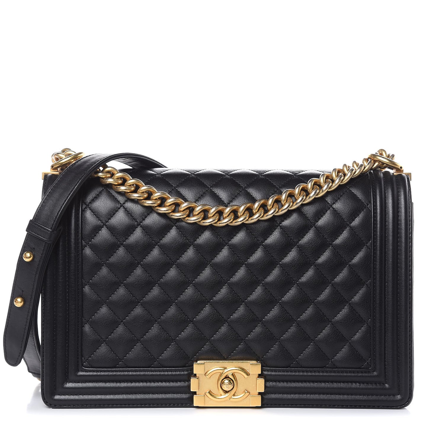 Calfskin Quilted New Medium Boy Flap Black