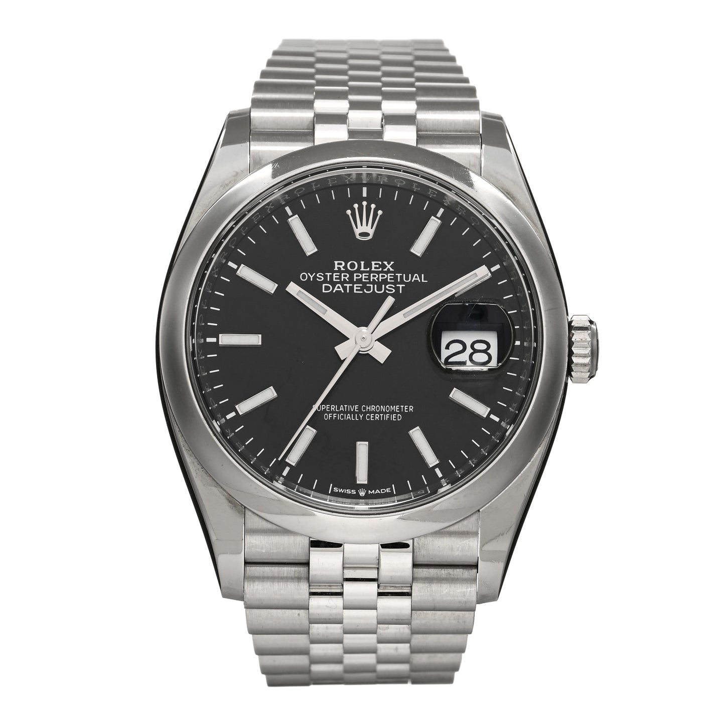 Stainless Steel 36mm Oyster Perpetual Datejust Watch Bright Black 126200