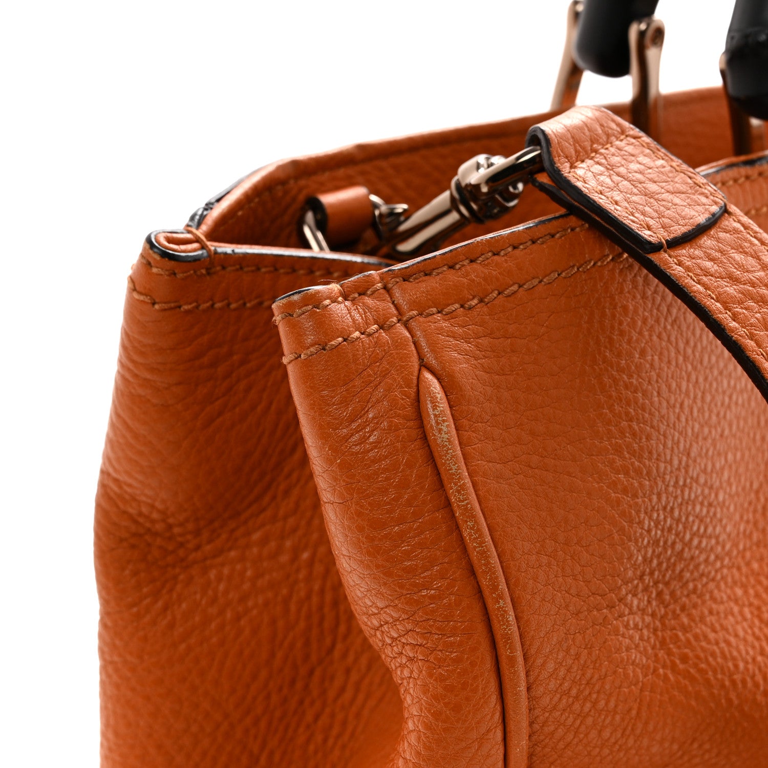 Gucci Cellarius Calfskin Medium Bamboo Shopper Tote  Orange 16 of 18