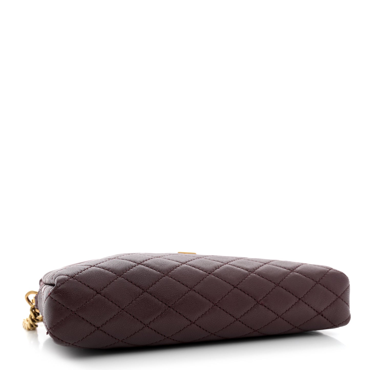 Lambskin Quilted Gaby Zipped Pouch Rouge Cabernet
