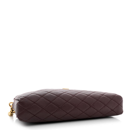 Saint Laurent Lambskin Quilted Gaby Zipped Pouch Rouge Cabernet 4 of 12