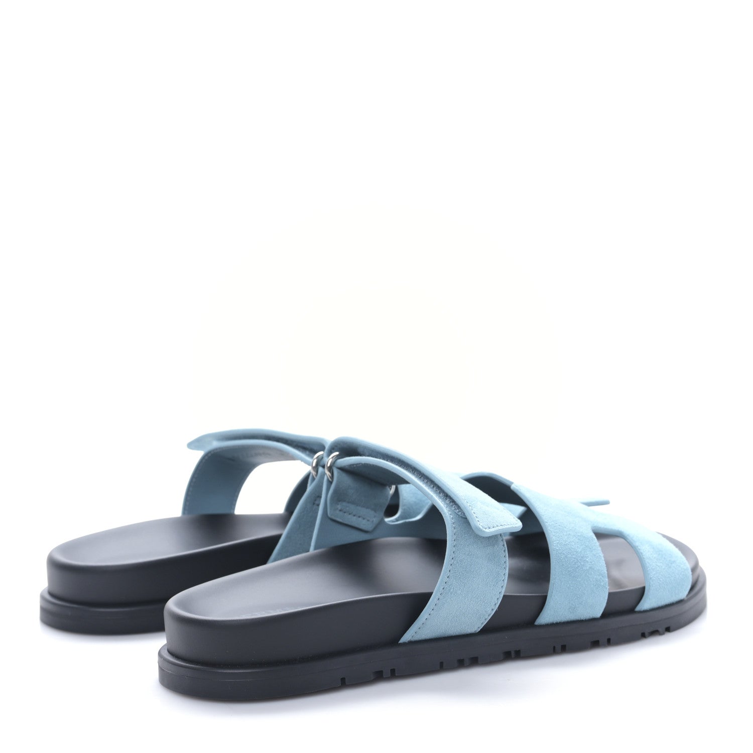 Hermes Suede Goatskin Womens Chypre Sandals 38 Bleu Mineral 9 of 18