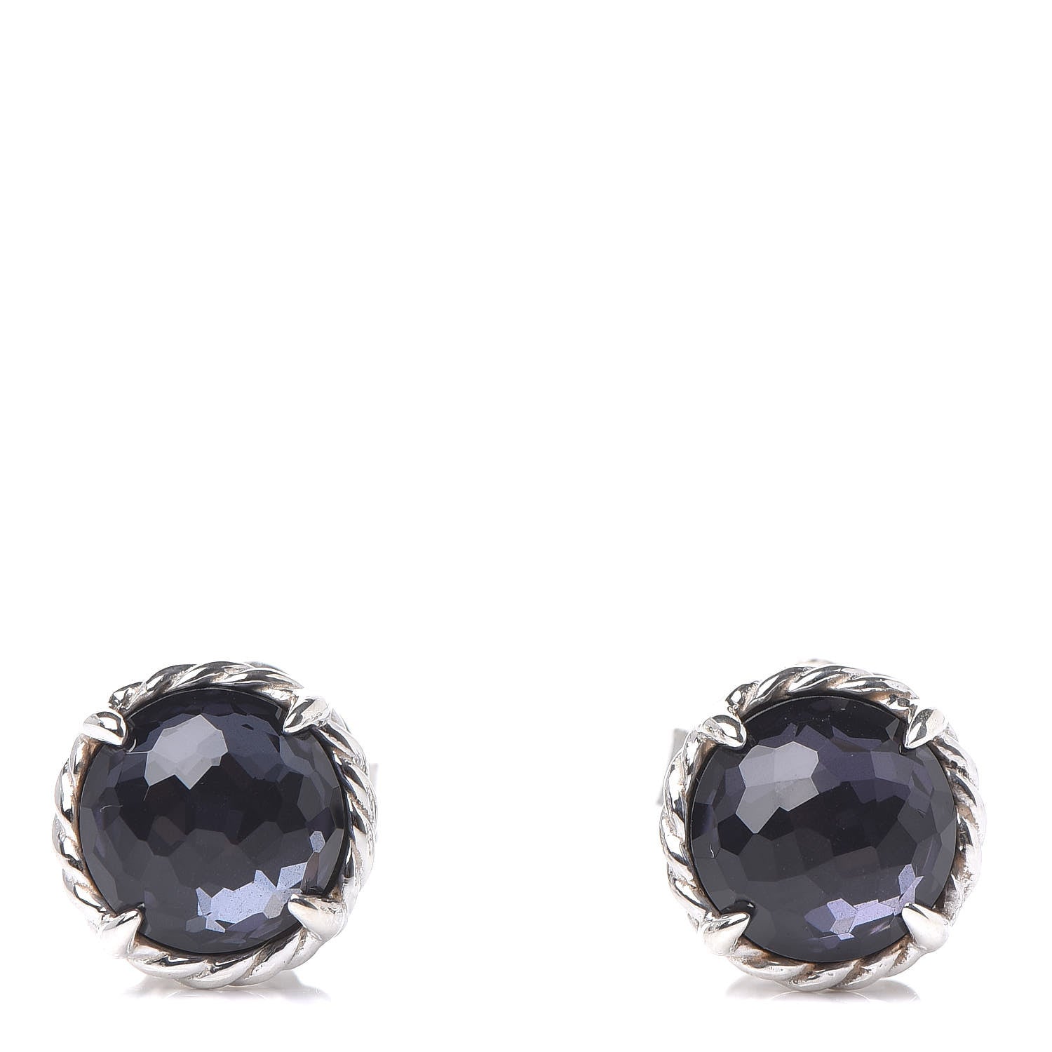David Yurman Sterling Silver Black Orchid 10mm Chatelaine Earrings 1 of 4