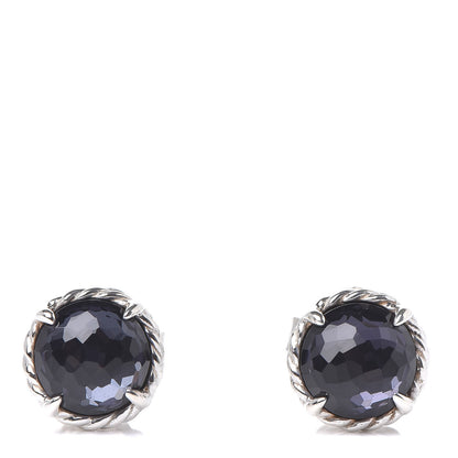 David Yurman Sterling Silver Black Orchid 10mm Chatelaine Earrings 1 of 4