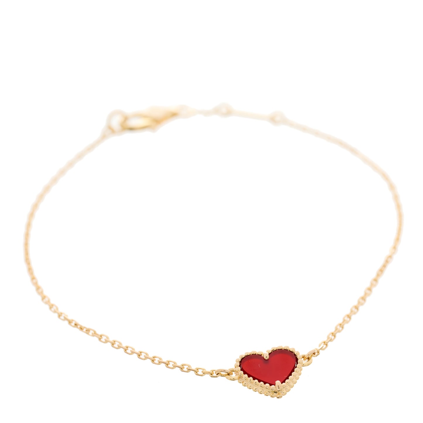 18K Rose Gold Carnelian Sweet Alhambra Heart Bracelet