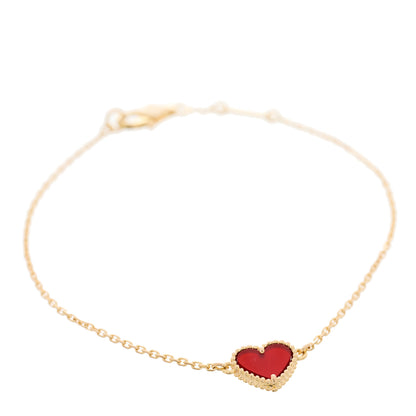 Van Cleef & Arpels 18K Rose Gold Carnelian Sweet Alhambra Heart Bracelet 1 of 4