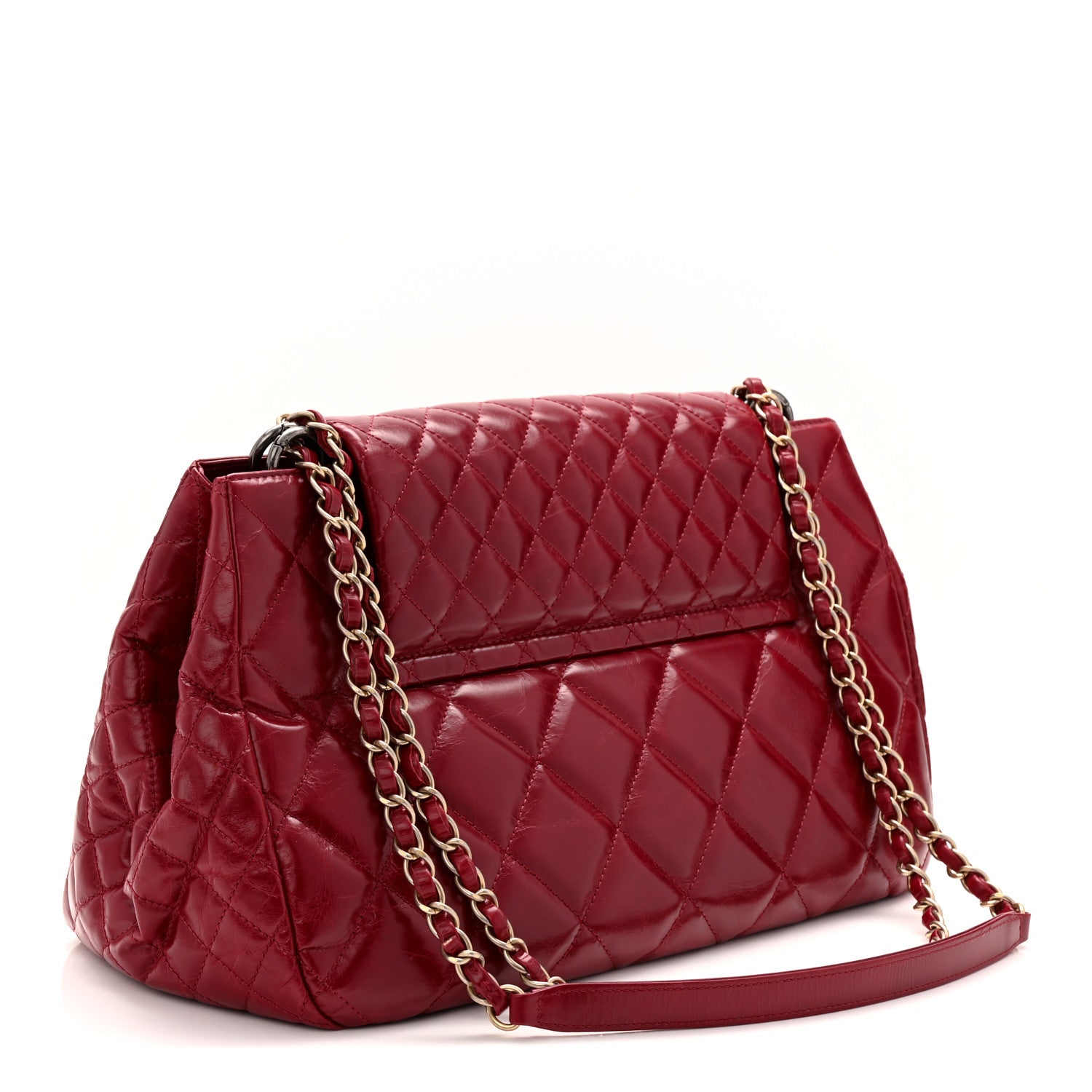 Chanel Aged Glazed Calfskin Quilted Large Daily Walk Flap Red 3 of 10