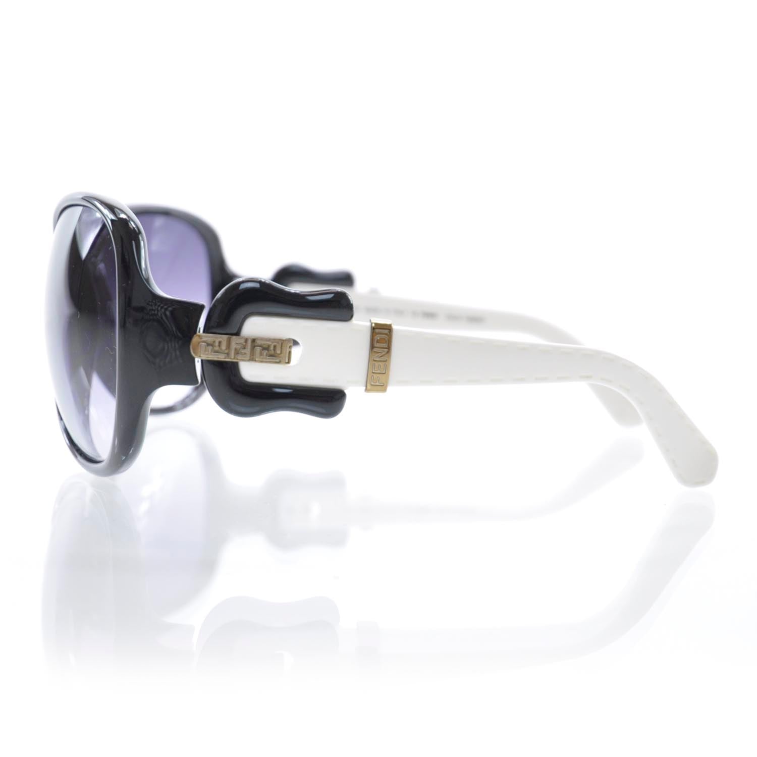 Fendi B Buckle Sunglasses FS382 Black White 4 of 6