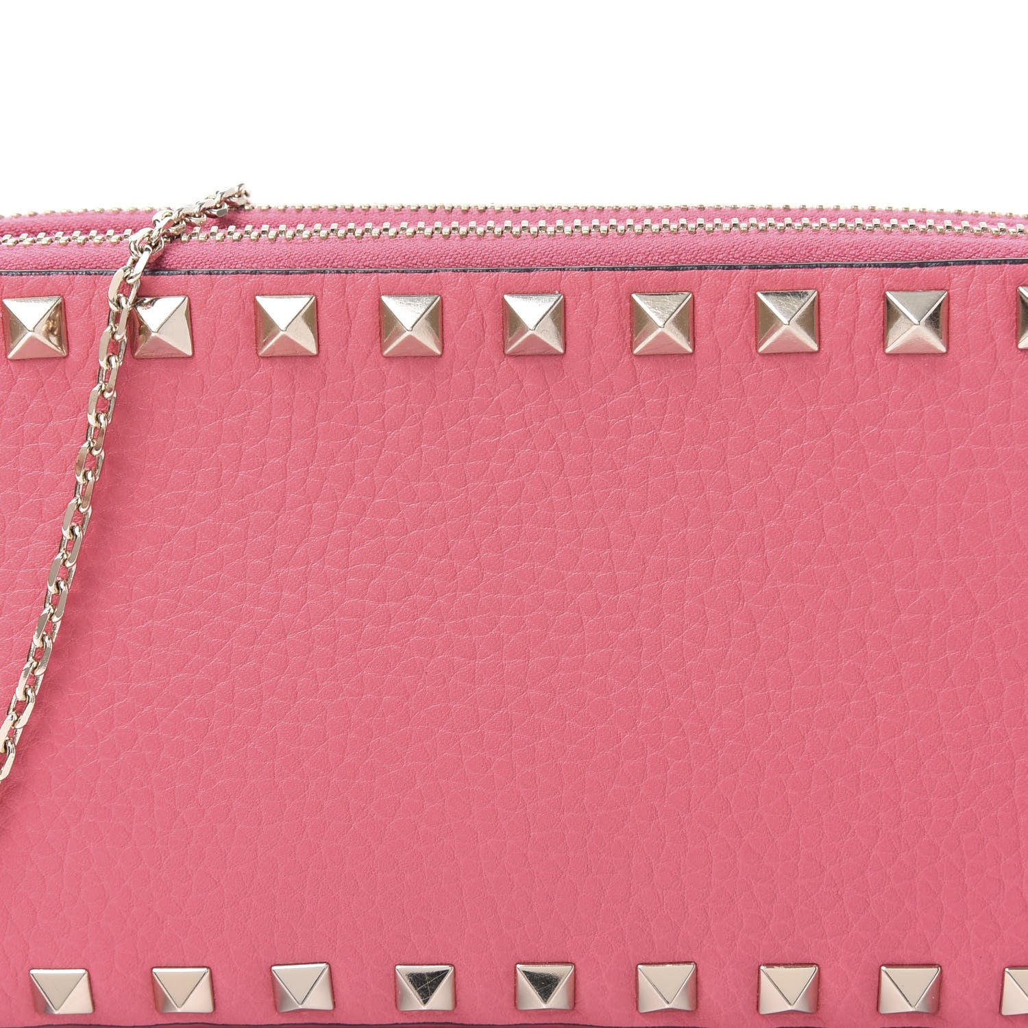 Valentino Garavani Pebbled Calfskin Rockstud Chain Pouch Shoulder Bag Shadow Pink 10 of 10