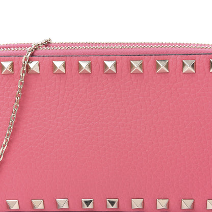 Valentino Garavani Pebbled Calfskin Rockstud Chain Pouch Shoulder Bag Shadow Pink 10 of 10