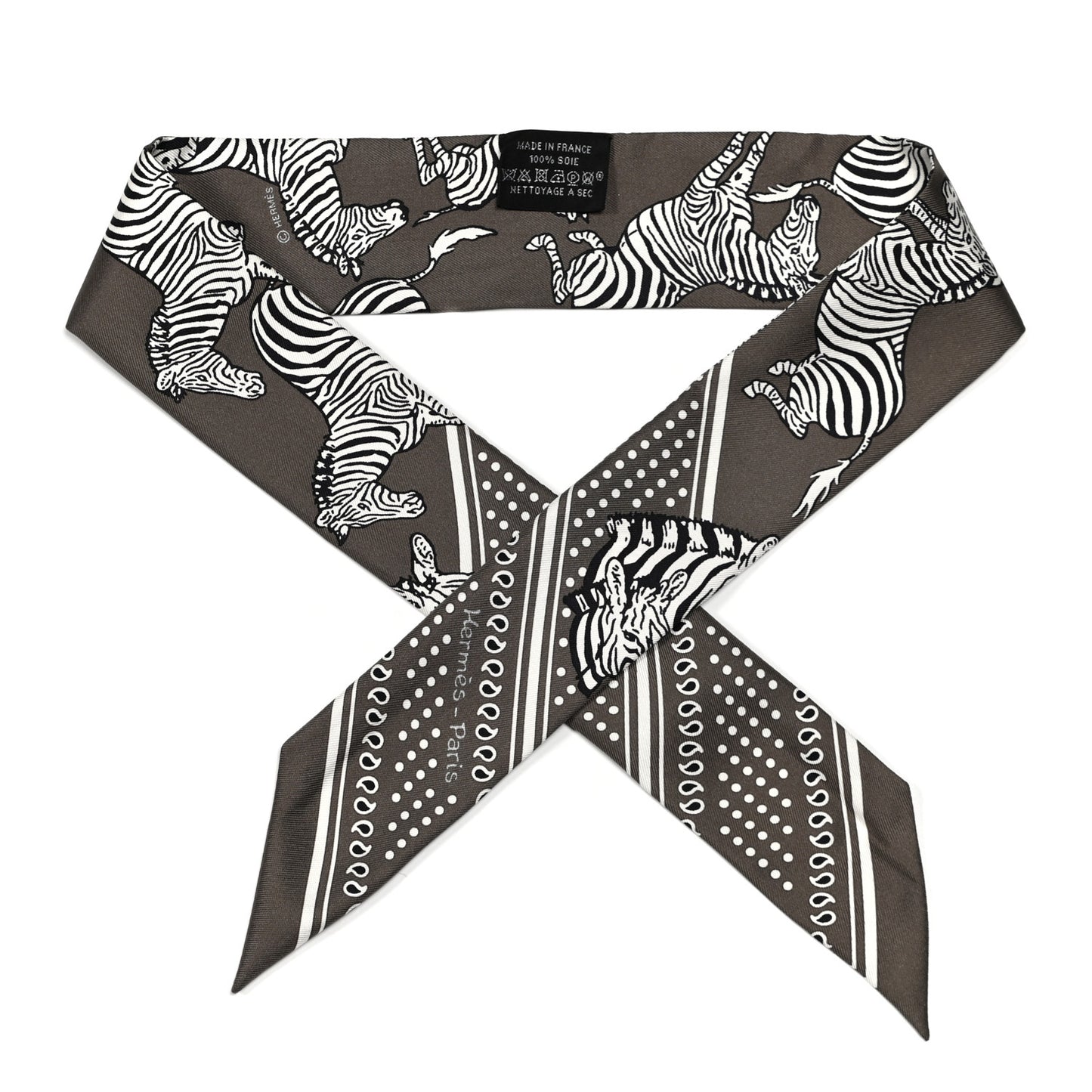 Silk Les Zebres Twilly Gris Taupe Black White