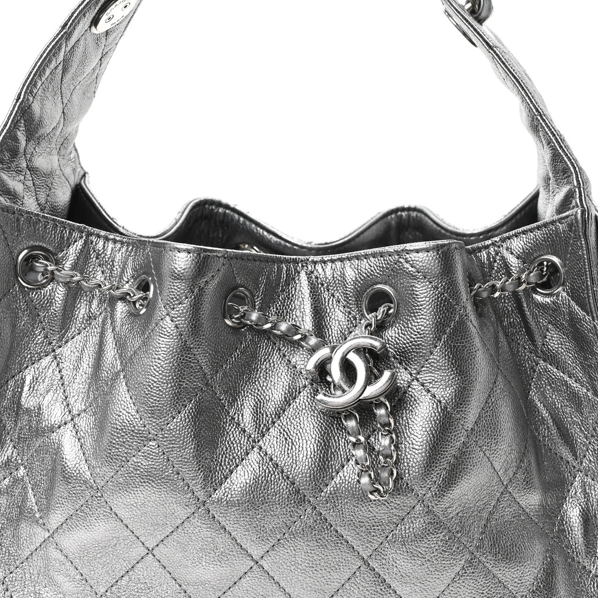 Metallic Caviar Quilted Small Chanel 25 Handbag Anthracite