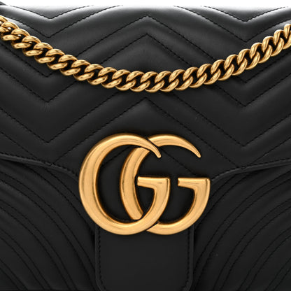 Gucci Calfskin Matelasse Medium GG Marmont Shoulder Bag Black 8 of 11