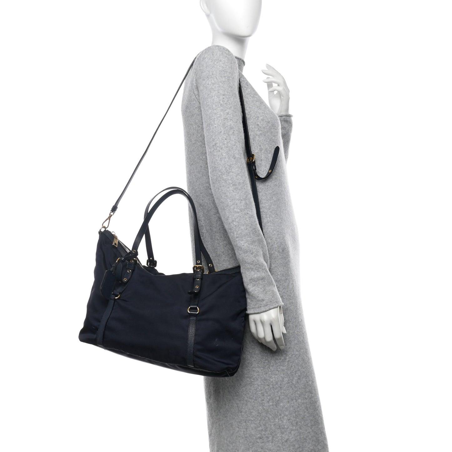 Saffiano Tessuto Nylon Logo Shopping Tote Royal Blue