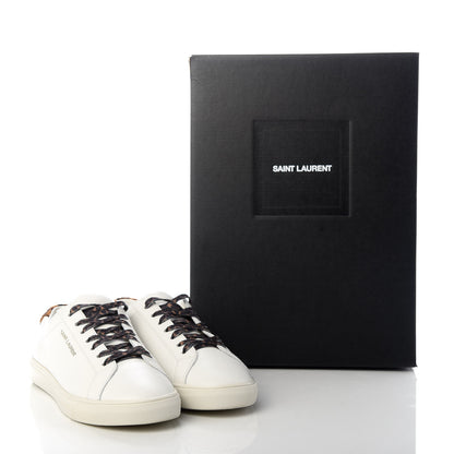 Saint Laurent Calfskin Leopard Print Andy Low Top Sneakers 36.5 White 11 of 11