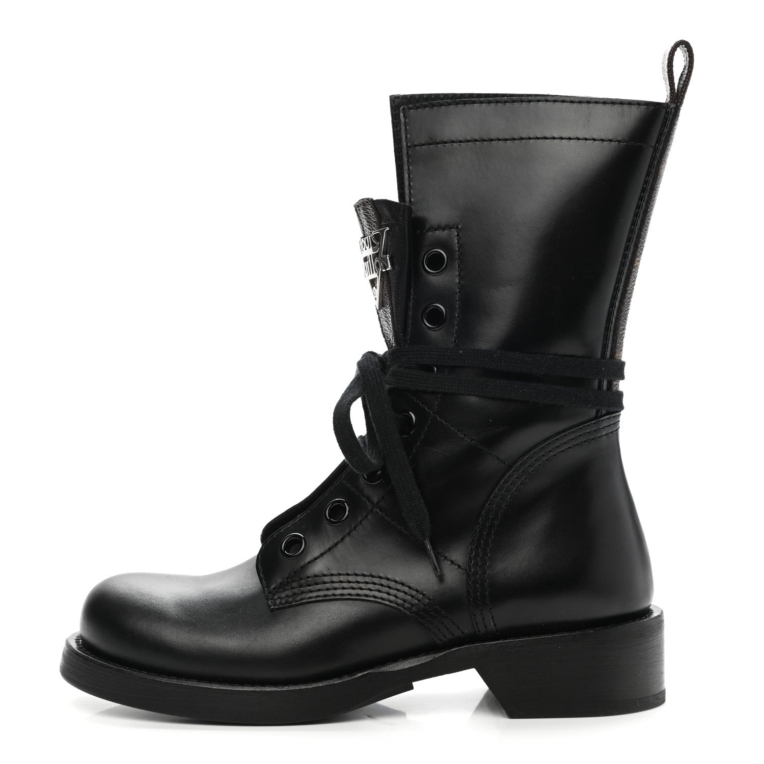 Louis Vuitton Calfskin Monogram Metropolis Flat Ranger Boots 36 Black 1 of 7