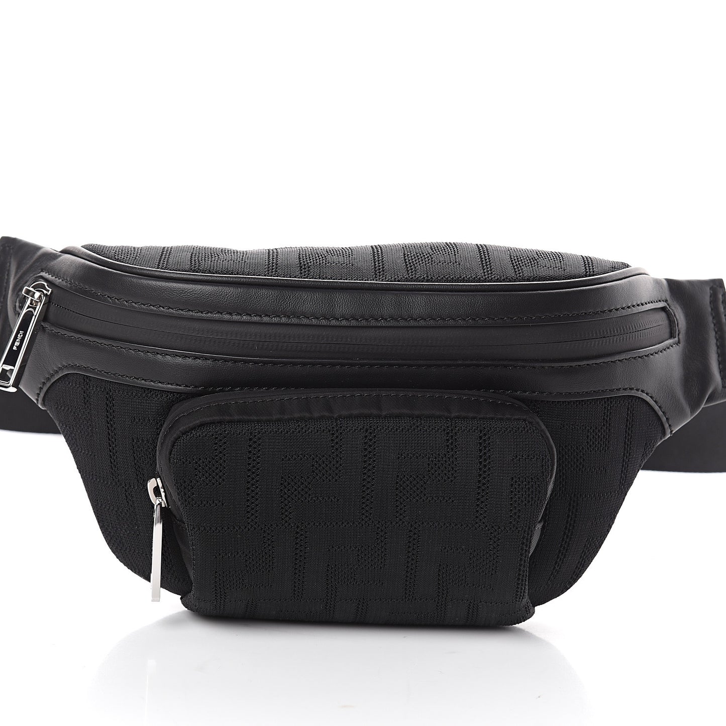 Neoprene Mesh Vitello Grace FF Pocket Belt Bag Black