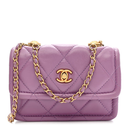 Chanel Shiny Lambskin Quilted Extra Mini Flap Purple 1 of 10