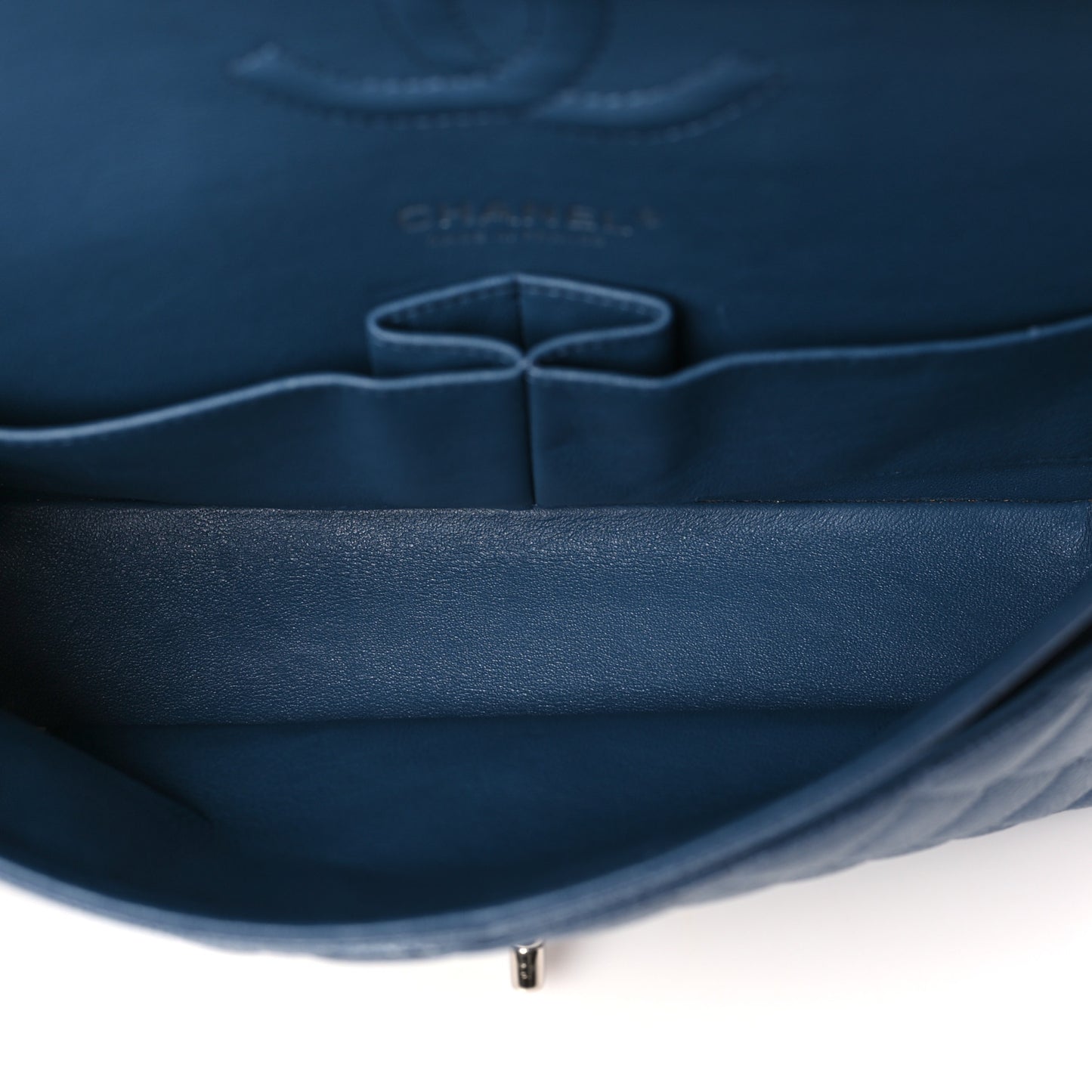 Caviar Quilted Medium Double Flap Blue