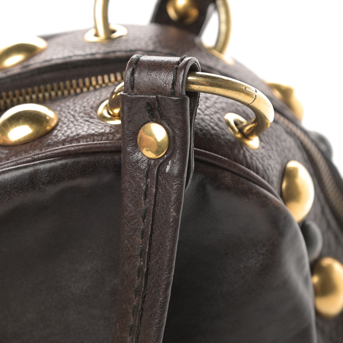 Calfskin Medium Babouska Dome Satchel Dark Brown