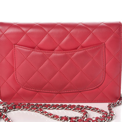 Chanel Lambskin Quilted Wallet On Chain WOC Dark Pink 11 of 11