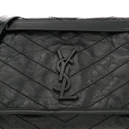 Saint Laurent Crinkled Calfskin Matelasse Monogram Medium Niki Chain Satchel Black 8 of 12