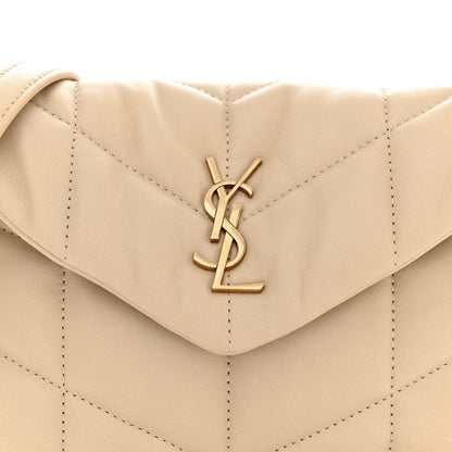 Saint Laurent Lambskin Quilted Toy Loulou Puffer Monogram Chain Satchel Dark Beige 9 of 13