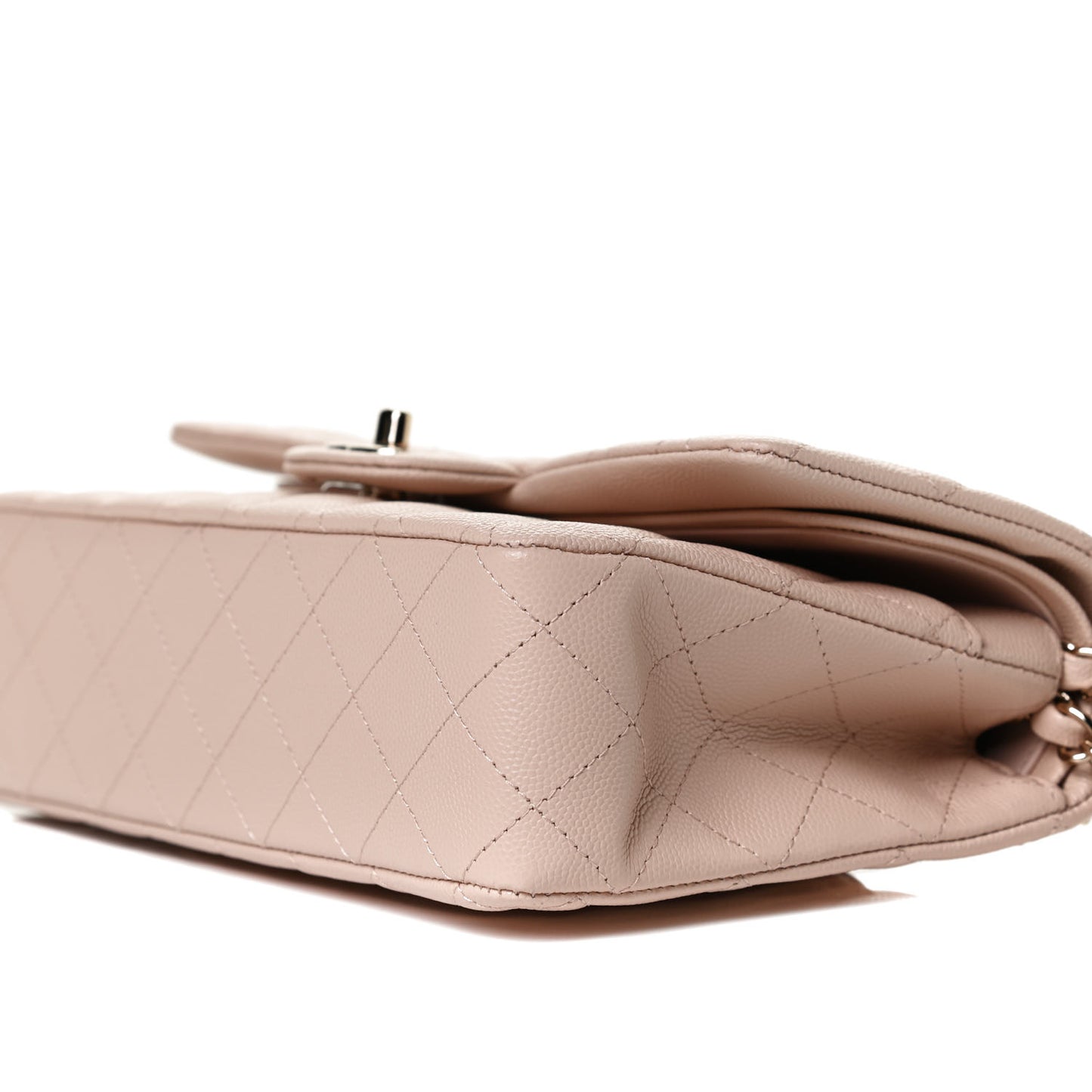 Caviar Quilted Medium Double Flap Light Beige