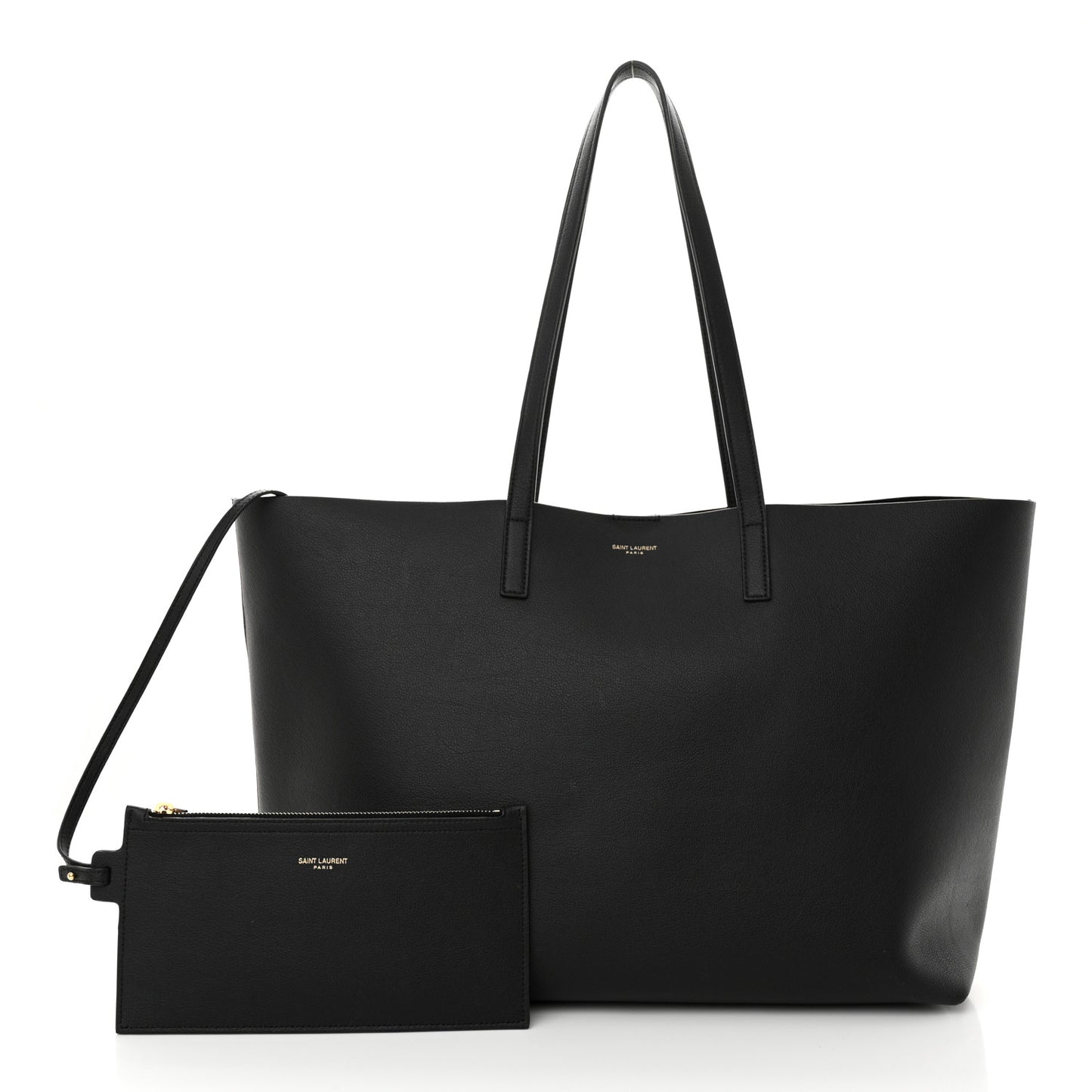 Calfskin East West Shopping Tote Black