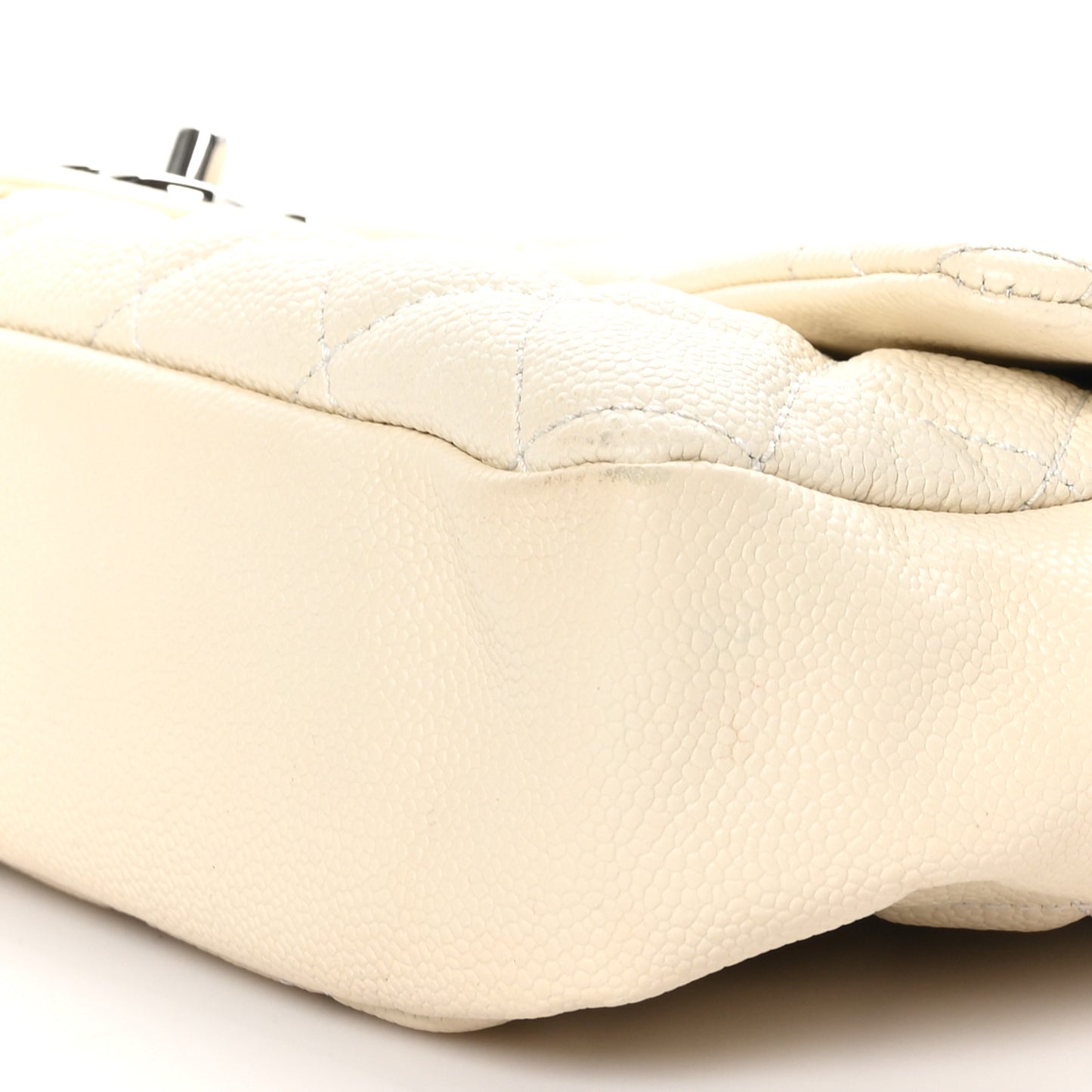 Caviar Quilted Jumbo Easy Flap Dark White