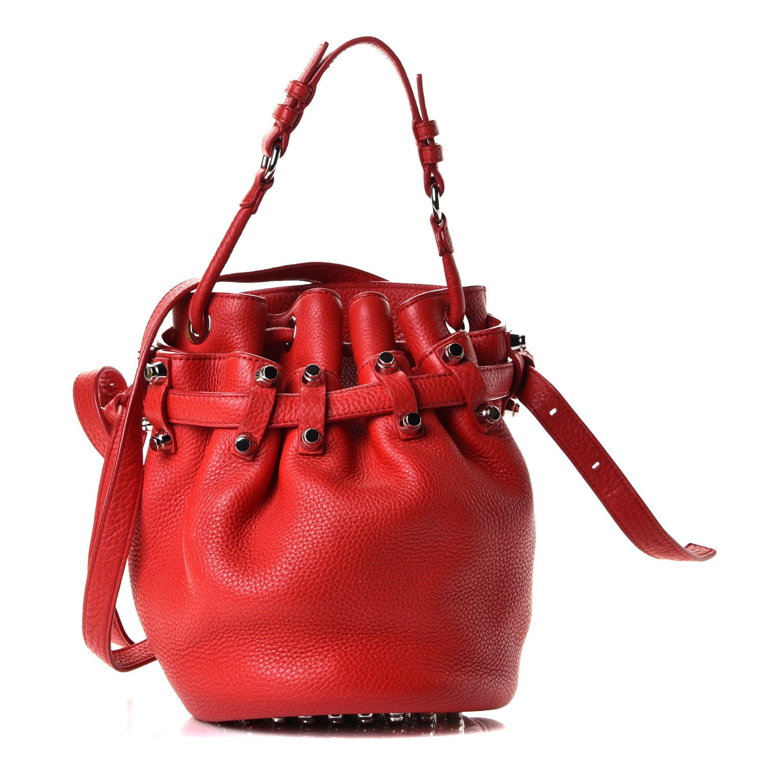 Alexander Wang Pebbled Lambskin Small Diego Bucket Bag Red Nickel Hardware 1 of 5